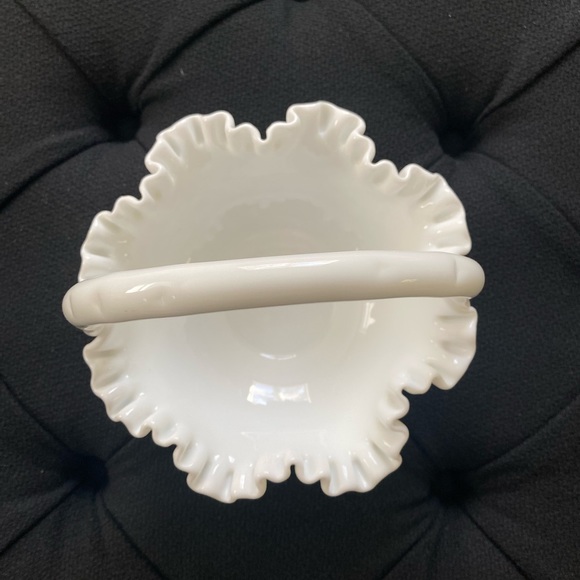 Fenton Milk Glass Brides Basket - Picture 2 of 8